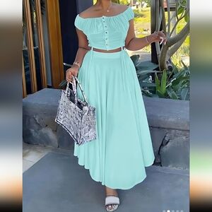 Elegant Mint Green Maxi Skirt